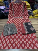 Cotton Printed Kurta With Pant & Dupatta Set - Image 5