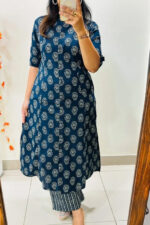 Americanchoice Blue Cotton Printed Kurta & Pant Set - Image 2
