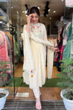 Americanchoice Embroidered Cotton Schiffli Kurta and Pant Set with Dupatta