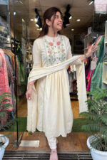 Americanchoice Embroidered Cotton Schiffli Kurta and Pant Set with Dupatta - Image 2