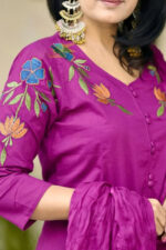 Pink Pure Cotton Embroidery Suit Set, Straight from the Heart of Jaipur - Image 2