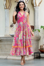 Americanchoice Pure Cotton Bollywood Stylish A-Line Dress - Image 5