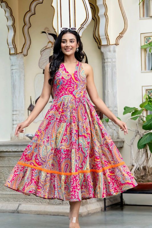 Americanchoice Pure Cotton Bollywood Stylish A-Line Dress - Image 1