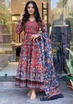 Americanchoice Maroon Cotton Solid Anarkali Suit For Women - Image 7