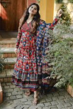 Americanchoice Maroon Cotton Solid Anarkali Suit For Women - Image 2