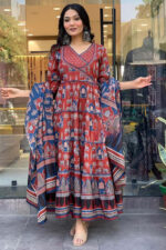 Americanchoice Maroon Cotton Solid Anarkali Suit For Women - Image 6