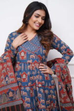 Americanchoice Blue Cotton Solid Anarkali Suit For Women - Image 4