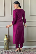 Floral Embroidered Regular Straight Kurta With Trousers & Dupatta - Image 8