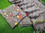 Women’s Embroidered Gray Anarkali Kurta Suit Set - Image 8