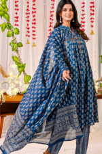 New Trend Cotton Suit set in Printed Kurti Pant with Dupatta - Image 6