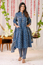New Trend Cotton Suit set in Printed Kurti Pant with Dupatta - Image 2