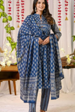 New Trend Cotton Suit set in Printed Kurti Pant with Dupatta - Image 3