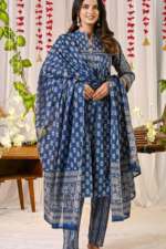 New Trend Cotton Suit set in Printed Kurti Pant with Dupatta - Image 4