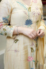 Women's Elegant Chanderi Cotton Embroidered Anarkali Kurta Set with Dupatta - Image 3