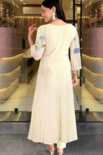 Women's Elegant Chanderi Cotton Embroidered Anarkali Kurta Set with Dupatta - Image 5