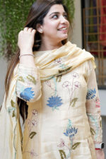 Women's Elegant Chanderi Cotton Embroidered Anarkali Kurta Set with Dupatta - Image 6