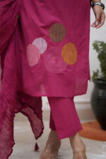 Women's Rani Pink Rayon Kurta Set with Dupatta - Image 2