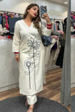 Cotton Flex Kurta Set with Hand Embroidery