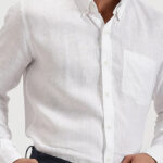 White Color Pure Linen Full Sleeve Shirt