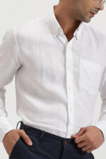 White Color Pure Linen Full Sleeve Shirt
