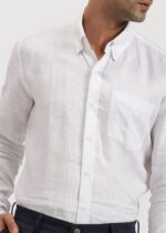 White Color Pure Linen Full Sleeve Shirt - Image 5