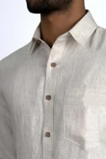 Beige Pure Linen Full Sleeve Shirt - Image 3