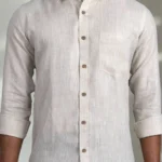 Beige Pure Linen Full Sleeve Shirt