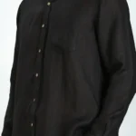 Black Pure Linen Full Sleeve Shirt