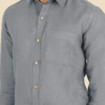 Dark Grey Pure Linen Full Sleeve Shirt