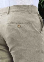 Men's Artichoke Green Linen Cotton Trouser - Image 5