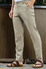 Men's Artichoke Green Linen Cotton Trouser