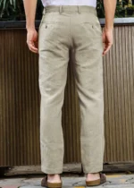 Men's Artichoke Green Linen Cotton Trouser - Image 2