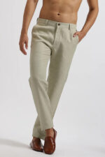 Men's Beige Linen Cotton Trouser