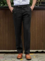 Men's Black Linen Cotton Trouser - Image 3