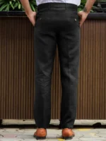 Men's Black Linen Cotton Trouser - Image 4