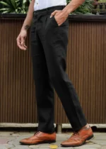 Men's Black Linen Cotton Trouser - Image 6