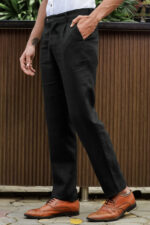 Men's Black Linen Cotton Trouser