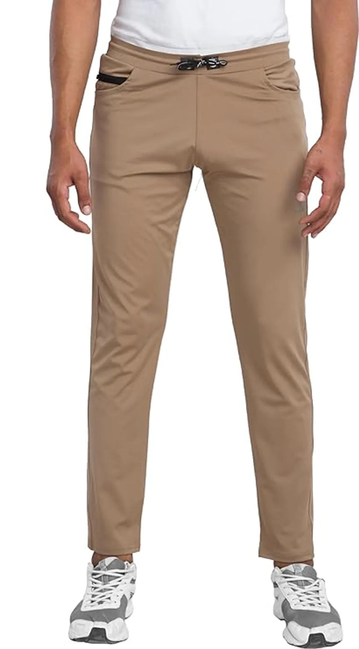 Men's Blend-Lycra Solid Jogger Pants Combo Pack Of 2 (Black & Beige) - Image 4