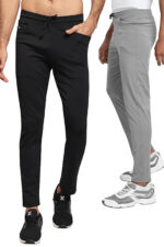 Men's Blend-Lycra Solid Jogger Pants Combo Pack Of 2 (Black & Grey)