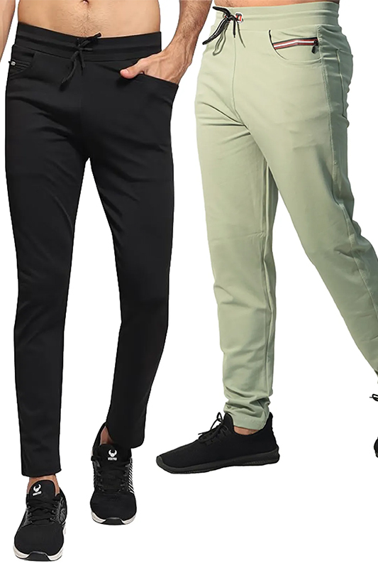 Men_s_Blend_Lycra_Solid_Jogger_Pants_Combo_Pack_Of_2__Black___Light_Pista__6NNT1BQ8P2_2026-02-13_1 Men's Blend-Lycra Solid Jogger Pants Combo Pack Of 2 (Black & Light Pista) - Image 1
