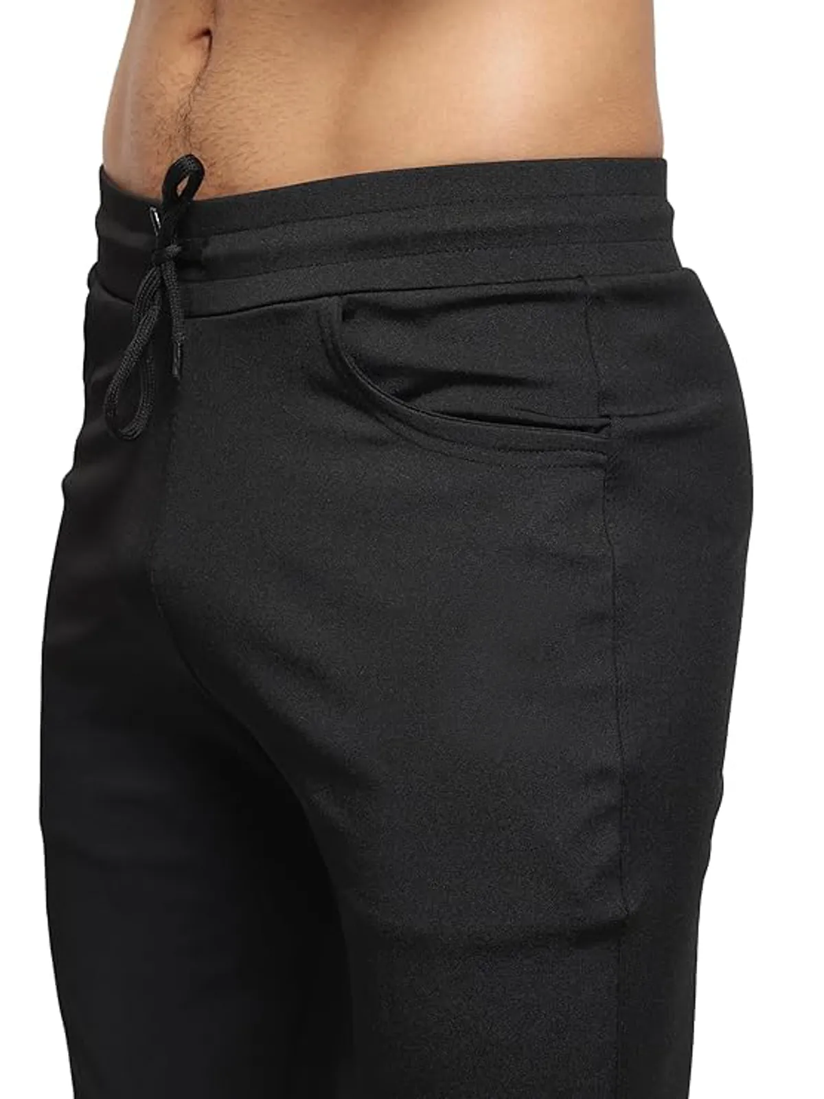 Men's Blend-Lycra Solid Jogger Pants Combo Pack Of 2 (Black & Light Pista) - Image 5