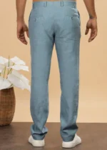 Men's Bluish Grey Linen Cotton Trouser - Image 5