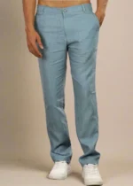 Men's Bluish Grey Linen Cotton Trouser - Image 7