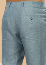 Men's Bluish Grey Linen Cotton Trouser - Image 4
