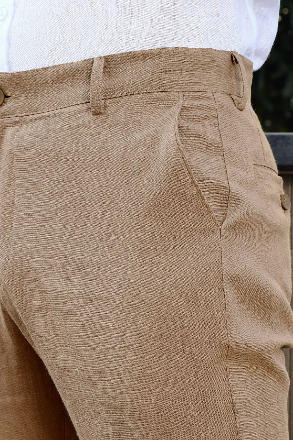Men's Light Hazelnut Brown Linen Cotton Trouser - Image 2