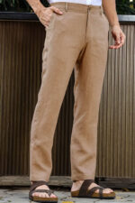 Men's Light Hazelnut Brown Linen Cotton Trouser