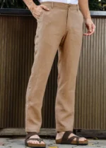 Men's Light Hazelnut Brown Linen Cotton Trouser - Image 3