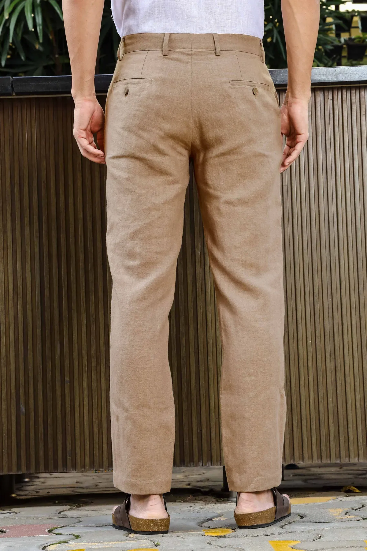 Men's Light Hazelnut Brown Linen Cotton Trouser - Image 7