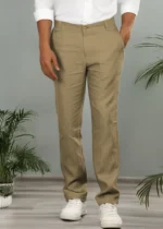 Men's Light Khaki Linen Cotton Trouser - Image 2