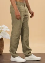 Men's Light Khaki Linen Cotton Trouser - Image 8